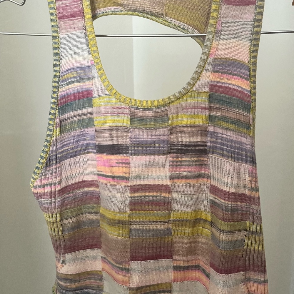 Anthropologie Pastel Striped Tank Top & Shorts knit set